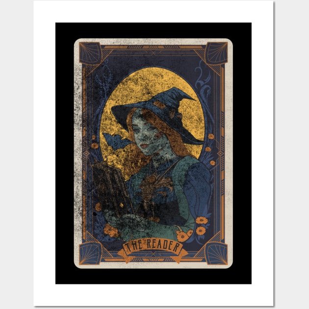 The Reader Distressed Witch Halloween Tarot Card Wall Art by DanielLiamGill